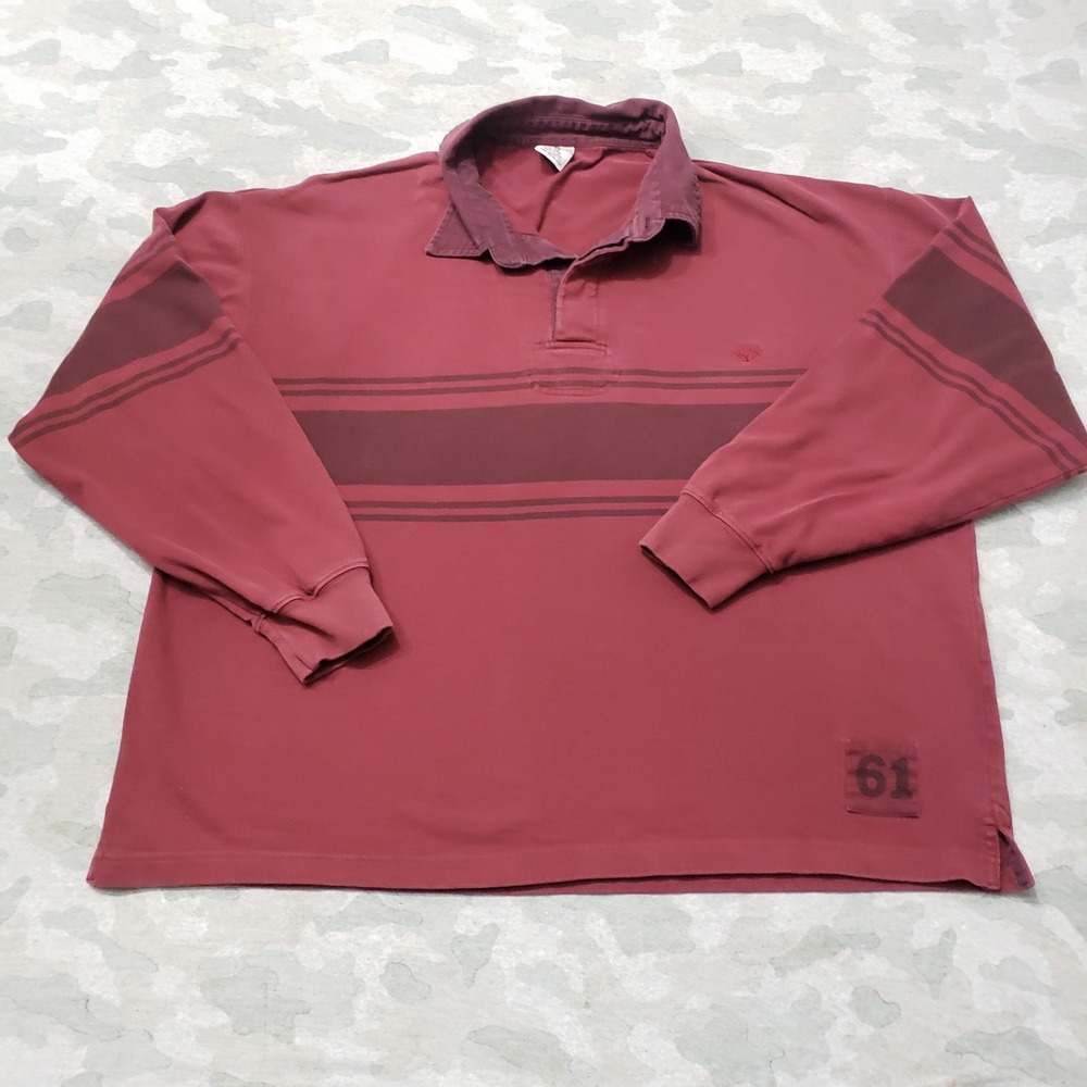 Cabela's Polo Shirt Mens XL Red‎ Long Sleeve Striped